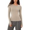 imageODODOS Cloud Feeling Long Sleeve Shirts with Thumb Hole for Women Crew Neck Yoga Tee Workout TopsShaker Beige