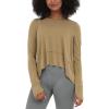 imageODODOS Long Sleeve Tee for Women with Thumb Hole Athletic Gym Workout Crop Tops Yoga ShirtsWarm Tanwashed