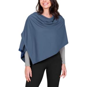 imageODODOS Cloud Feeling Customizable Snap Scarf for Women Casual Convertible Wrap Shawl Cape CardigansInk Blue