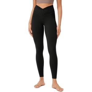 imageODODOS Cloud Feeling Twist Yoga Leggings for Women 25quot  28quot High Waist Crossover Yoga PantsBlack