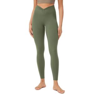 imageODODOS Cloud Feeling Twist Yoga Leggings for Women 25quot  28quot High Waist Crossover Yoga PantsDark Olive