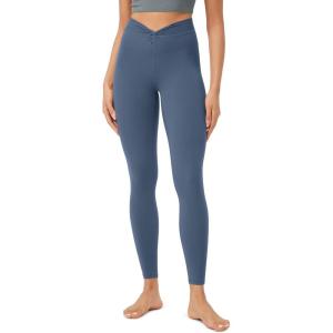 imageODODOS Cloud Feeling Twist Yoga Leggings for Women 25quot  28quot High Waist Crossover Yoga PantsInk Blue