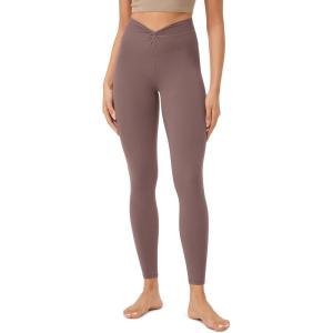 imageODODOS Cloud Feeling Twist Yoga Leggings for Women 25quot  28quot High Waist Crossover Yoga PantsPurple Taupe