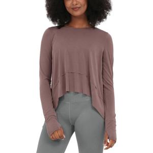 imageODODOS Long Sleeve Tee for Women with Thumb Hole Athletic Gym Workout Crop Tops Yoga ShirtsDusty Rosewashed