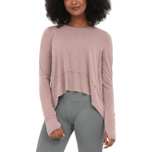 imageODODOS Long Sleeve Tee for Women with Thumb Hole Athletic Gym Workout Crop Tops Yoga ShirtsPinkwashed