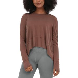 imageODODOS Long Sleeve Tee for Women with Thumb Hole Athletic Gym Workout Crop Tops Yoga ShirtsSangriawashed