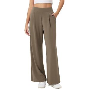 imageODODOS Modal Soft Wide Leg Pants for Women High Waist Casual Relaxed Pants with Pockets2729quot 31quot InseamEspresso