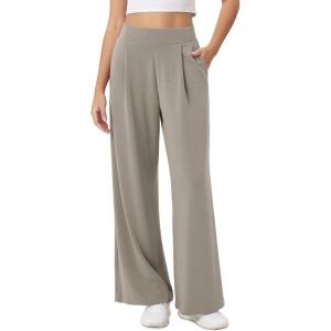 imageODODOS Modal Soft Wide Leg Pants for Women High Waist Casual Relaxed Pants with Pockets2729quot 31quot InseamKhaki