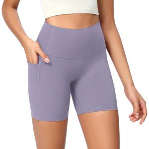 imageODODOS ODCLOUD Womens High Waist Lounge Yoga Shorts with Pockets 4quot6quot8quot10quot Buttery Soft Biker ShortsLilac Smoke