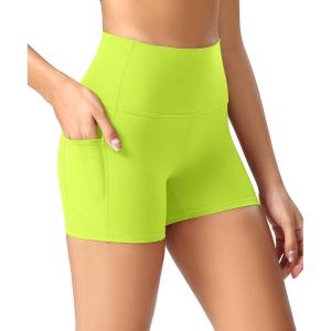 imageODODOS ODCLOUD Womens High Waist Lounge Yoga Shorts with Pockets 4quot6quot8quot10quot Buttery Soft Biker ShortsNeon Green Yellow