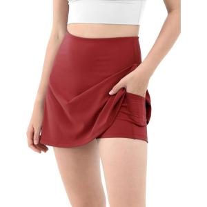 imageODODOS Womens Athletic Tennis Skorts with Pockets Builtin Shorts Golf Active Skirts for Sports Running Gym TrainingCarmine Red