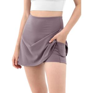 imageODODOS Womens Athletic Tennis Skorts with Pockets Builtin Shorts Golf Active Skirts for Sports Running Gym TrainingChalk Violet