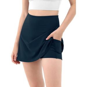 imageODODOS Womens Athletic Tennis Skorts with Pockets Builtin Shorts Golf Active Skirts for Sports Running Gym TrainingDeep Navy