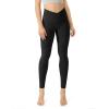 imageODODOS Womens Cross Waist Yoga Leggings with Inner Pocket 23quot25quot28quot Gathered Crossover Workout Yoga PantsBlack
