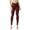 imageODODOS Womens Cross Waist Yoga Leggings with Inner Pocket 23quot25quot28quot Gathered Crossover Workout Yoga PantsBurgundy