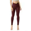 imageODODOS Womens Cross Waist Yoga Leggings with Inner Pocket 23quot25quot28quot Gathered Crossover Workout Yoga PantsBurgundy