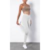 imageODODOS Womens Cross Waist Yoga Leggings with Inner Pocket 23quot25quot28quot Gathered Crossover Workout Yoga PantsFleece Lined White