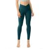 imageODODOS Womens Cross Waist Yoga Leggings with Inner Pocket 23quot25quot28quot Gathered Crossover Workout Yoga PantsForest Teal