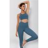 imageODODOS Womens Cross Waist Yoga Leggings with Inner Pocket 23quot25quot28quot Gathered Crossover Workout Yoga PantsInk Blue
