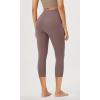 imageODODOS Womens Cross Waist Yoga Leggings with Inner Pocket 23quot25quot28quot Gathered Crossover Workout Yoga PantsPurple Taupe