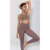 imageODODOS Womens Cross Waist Yoga Leggings with Inner Pocket 23quot25quot28quot Gathered Crossover Workout Yoga PantsPurple Taupe