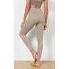 imageODODOS Womens Cross Waist Yoga Leggings with Inner Pocket 23quot25quot28quot Gathered Crossover Workout Yoga PantsShaker Beige