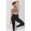 imageODODOS Womens Cross Waist Yoga Leggings with Inner Pocket 23quot25quot28quot Gathered Crossover Workout Yoga PantsWild Leopard Black