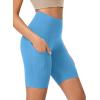 imageODODOS Womens Tummy Control Yoga Shorts 20 with Pockets High Waist Athletic Workout Shorts5quot  8quot  10quot InseamAzure