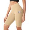 imageODODOS Womens Tummy Control Yoga Shorts 20 with Pockets High Waist Athletic Workout Shorts5quot  8quot  10quot InseamBeige