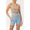imageODODOS Womens Tummy Control Yoga Shorts 20 with Pockets High Waist Athletic Workout Shorts5quot  8quot  10quot InseamChambray