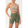imageODODOS Womens Tummy Control Yoga Shorts 20 with Pockets High Waist Athletic Workout Shorts5quot  8quot  10quot InseamDark Olive