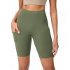 imageODODOS Womens Tummy Control Yoga Shorts 20 with Pockets High Waist Athletic Workout Shorts5quot  8quot  10quot InseamDark Olive