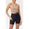 imageODODOS Womens Tummy Control Yoga Shorts 20 with Pockets High Waist Athletic Workout Shorts5quot  8quot  10quot InseamDeep Navy