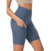 imageODODOS Womens Tummy Control Yoga Shorts 20 with Pockets High Waist Athletic Workout Shorts5quot  8quot  10quot InseamInk Blue