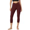 imageODODOS Womens Cross Waist Yoga Leggings with Inner Pocket 23quot25quot28quot Gathered Crossover Workout Yoga PantsBurgundy