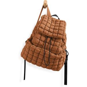 imageODODOS Quilted Backpack for Women Lightweight Puffer Hiker Pack Drawstring Padding Travel Gym Bag AvocadoGlazed Ginger