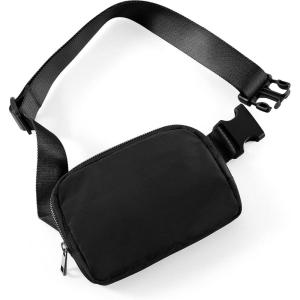 imageODODOS Unisex Mini Belt Bag with Adjustable Strap Small Fanny Pack for Workout Running Traveling Hiking IvoryBlack