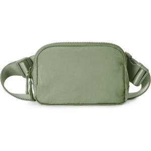 imageODODOS Unisex Mini Belt Bag with Adjustable Strap Small Fanny Pack for Workout Running Traveling Hiking IvoryDark Sage