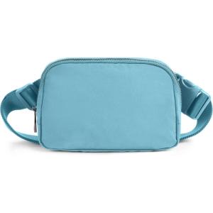 imageODODOS Unisex Mini Belt Bag with Adjustable Strap Small Fanny Pack for Workout Running Traveling Hiking IvorySteel Blue