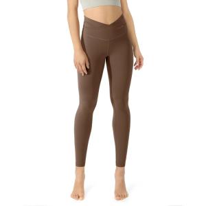 imageODODOS Womens Cross Waist Yoga Leggings with Inner Pocket 23quot25quot28quot Gathered Crossover Workout Yoga PantsBrunette