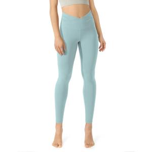 imageODODOS Womens Cross Waist Yoga Leggings with Inner Pocket 23quot25quot28quot Gathered Crossover Workout Yoga PantsChambray