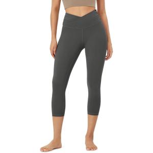 imageODODOS Womens Cross Waist Yoga Leggings with Inner Pocket 23quot25quot28quot Gathered Crossover Workout Yoga PantsCharcoal