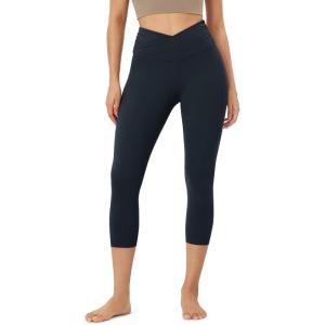 imageODODOS Womens Cross Waist Yoga Leggings with Inner Pocket 23quot25quot28quot Gathered Crossover Workout Yoga PantsDeep Navy