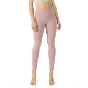 imageODODOS Womens Cross Waist Yoga Leggings with Inner Pocket 23quot25quot28quot Gathered Crossover Workout Yoga PantsDusty Pink