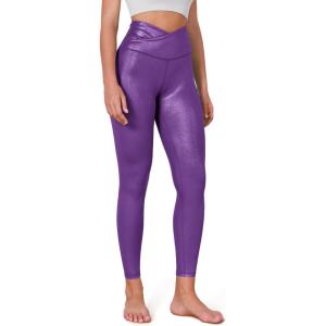 imageODODOS Womens Cross Waist Yoga Leggings with Inner Pocket 23quot25quot28quot Gathered Crossover Workout Yoga PantsHot Stamping Violet