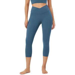 imageODODOS Womens Cross Waist Yoga Leggings with Inner Pocket 23quot25quot28quot Gathered Crossover Workout Yoga PantsInk Blue