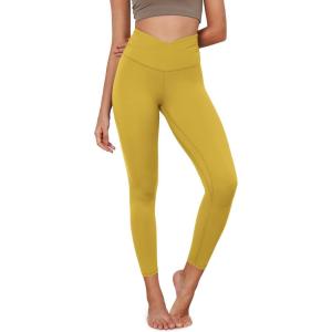 imageODODOS Womens Cross Waist Yoga Leggings with Inner Pocket 23quot25quot28quot Gathered Crossover Workout Yoga PantsMango Mint