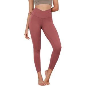 imageODODOS Womens Cross Waist Yoga Leggings with Inner Pocket 23quot25quot28quot Gathered Crossover Workout Yoga PantsMauve