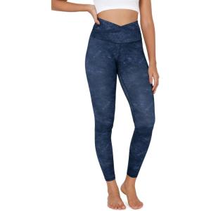 imageODODOS Womens Cross Waist Yoga Leggings with Inner Pocket 23quot25quot28quot Gathered Crossover Workout Yoga PantsNavy Stone
