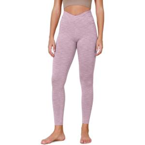 imageODODOS Womens Cross Waist Yoga Leggings with Inner Pocket 23quot25quot28quot Gathered Crossover Workout Yoga PantsSpace Dye Lilac